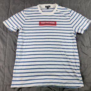 True Religion Adults Large TShirt Striped White Short Sleeve Casual Short Sleeve